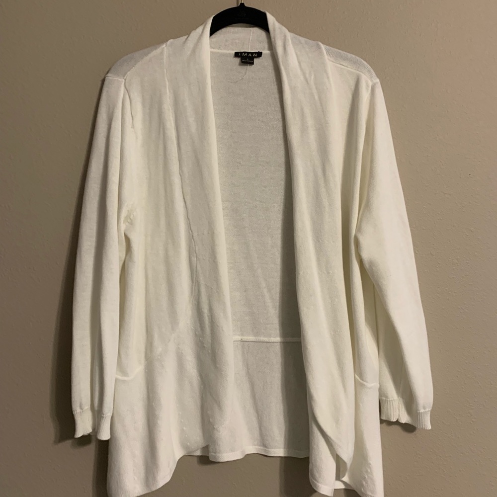 NWOT IMAN white cardigan